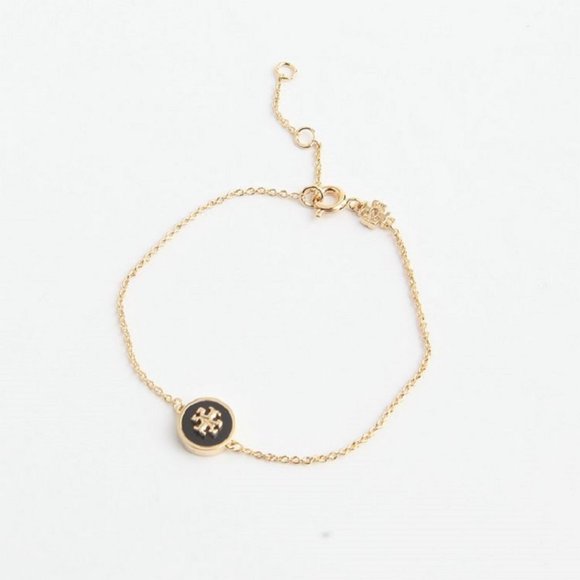 Tory Burch Kira Enamel Chain Bracelet BLACK or IVORY - Picture 2 of 16